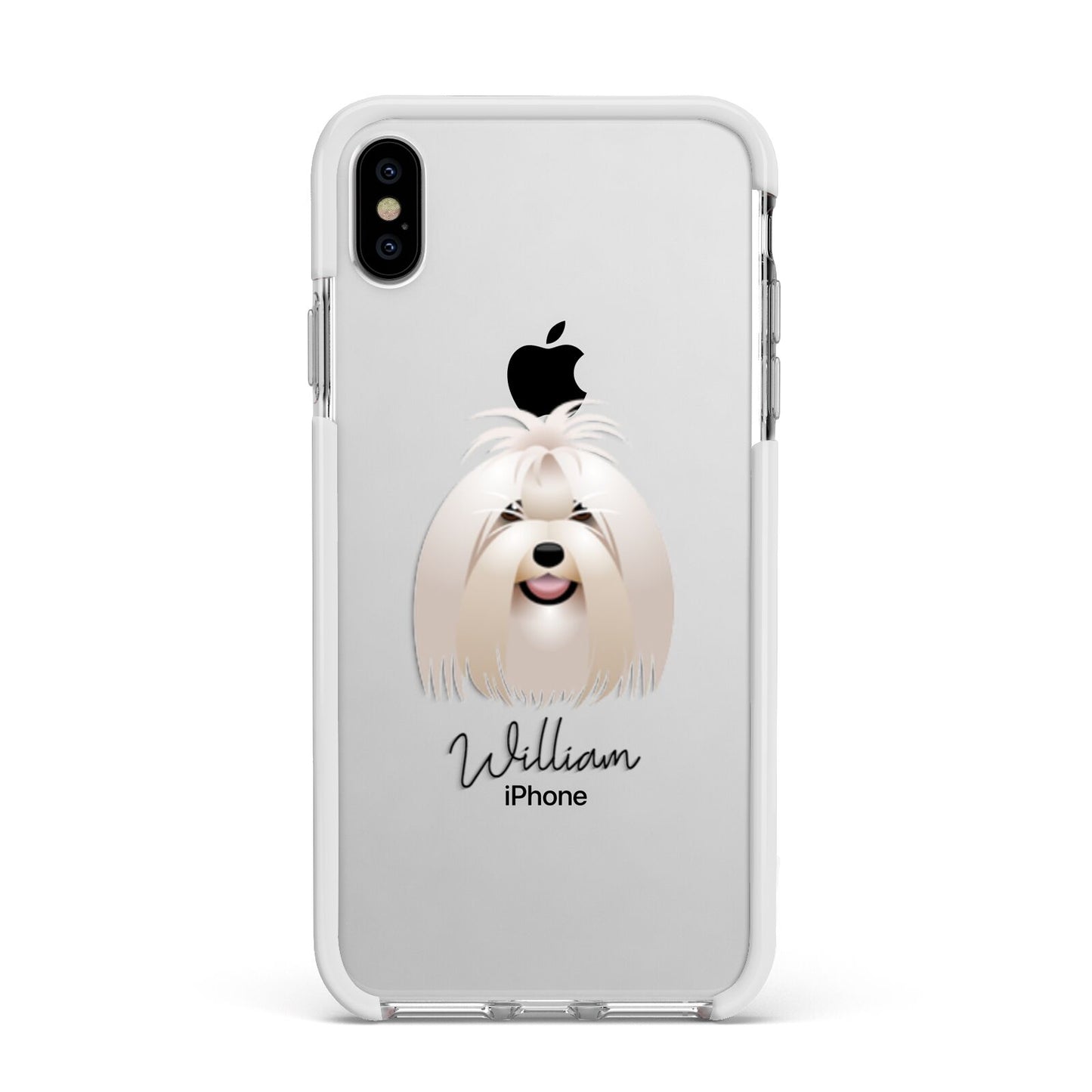 Maltese Personalised Apple iPhone Xs Max Impact Case White Edge on Silver Phone