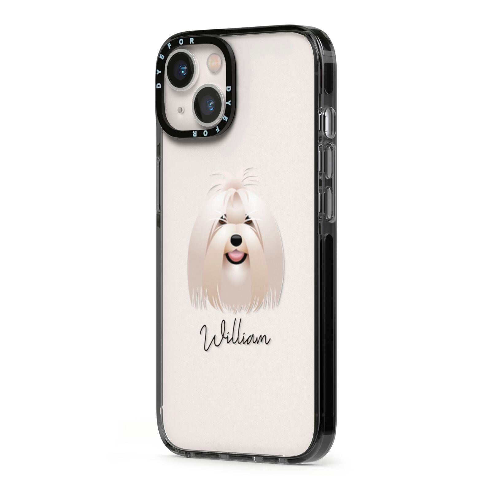 Maltese Personalised iPhone 13 Black Impact Case Side Angle on Silver phone
