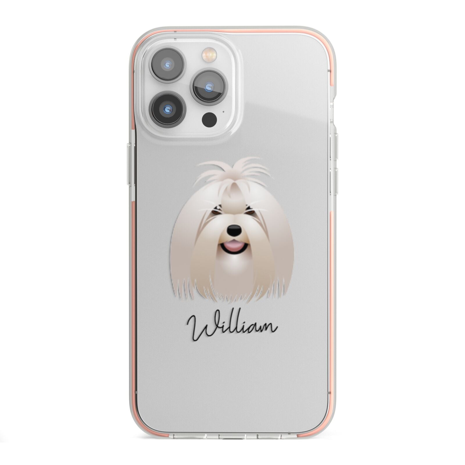 Maltese Personalised iPhone 13 Pro Max TPU Impact Case with Pink Edges