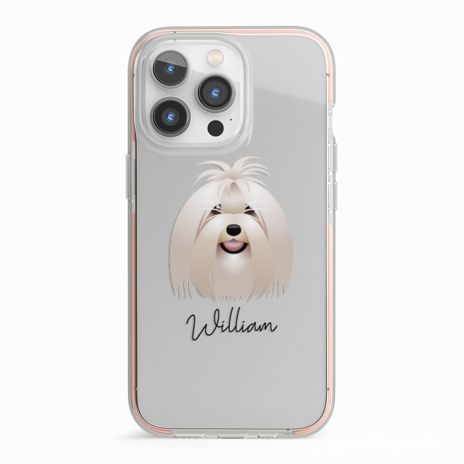 Maltese Personalised iPhone 13 Pro TPU Impact Case with Pink Edges