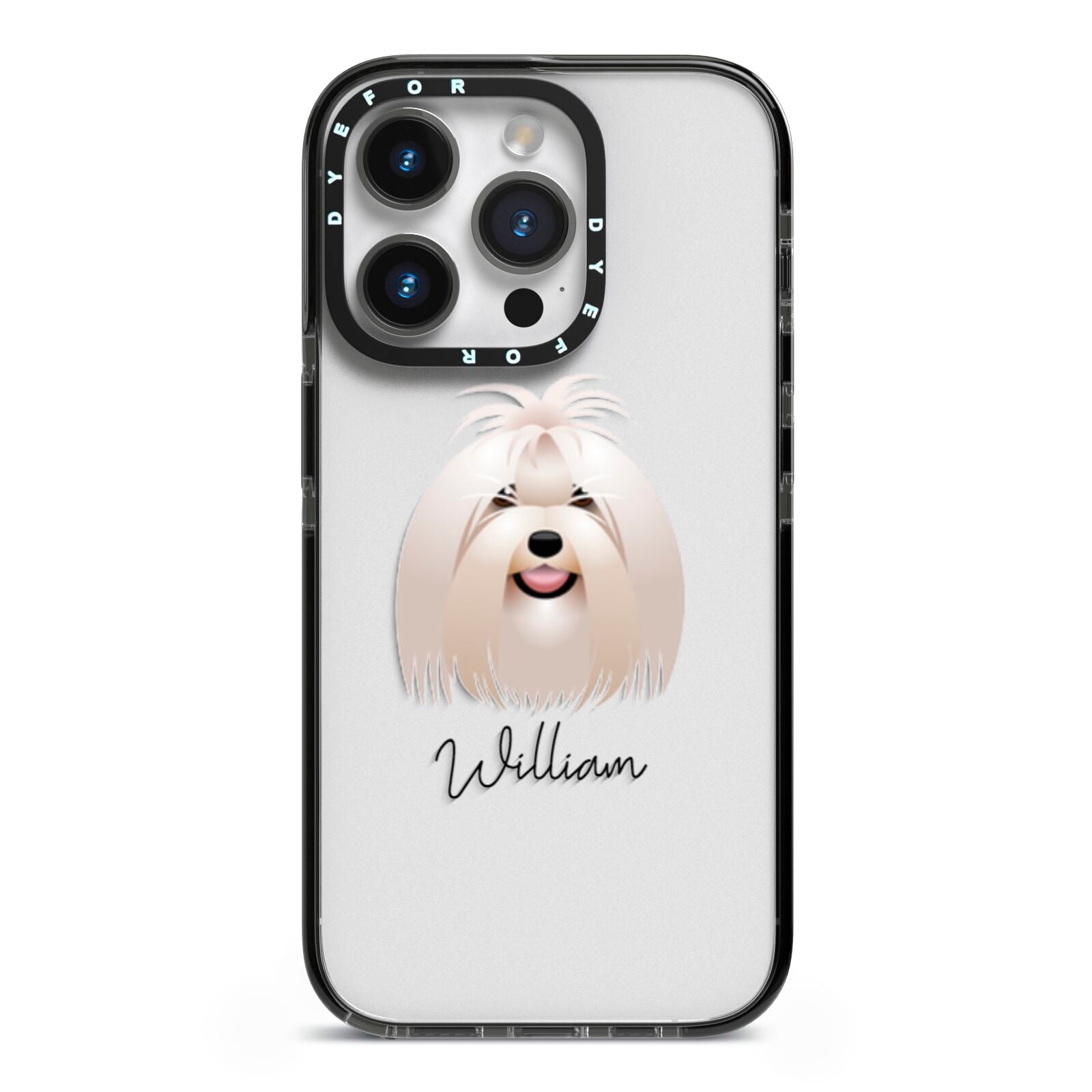 Maltese Personalised iPhone 14 Pro Black Impact Case on Silver phone