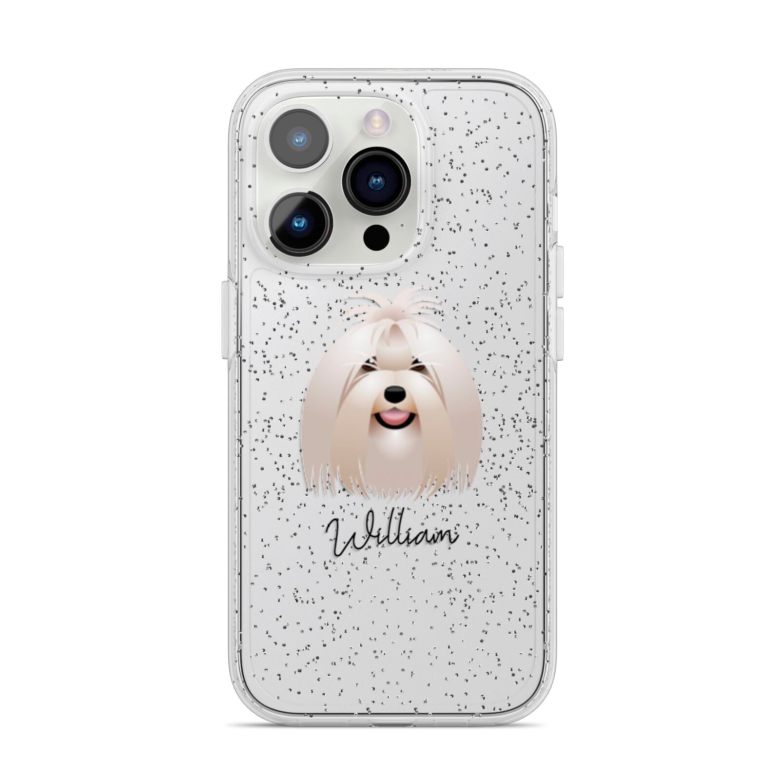 Maltese Personalised iPhone 14 Pro Glitter Tough Case Silver