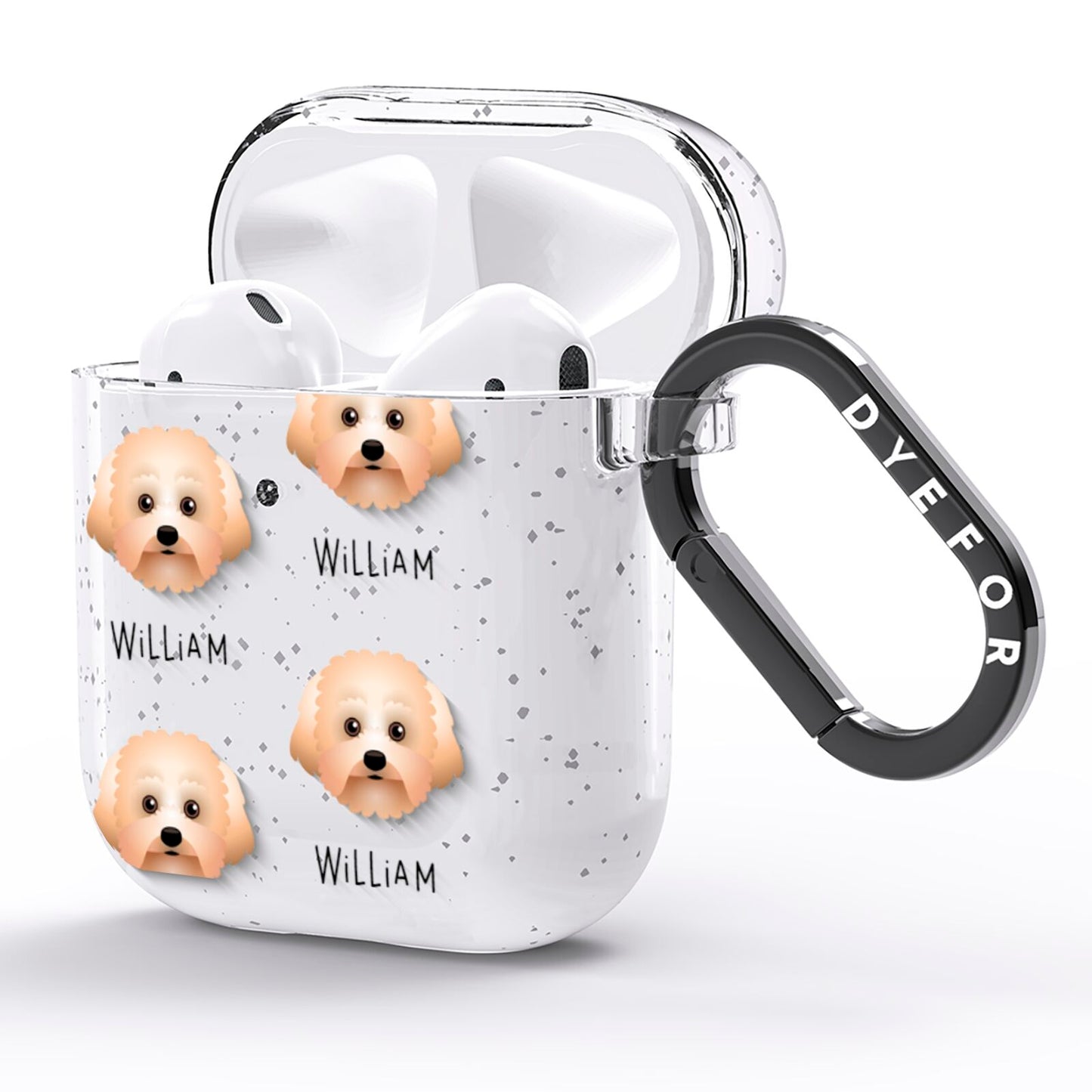 Malti Poo Icon with Name AirPods Glitter Case Side Image