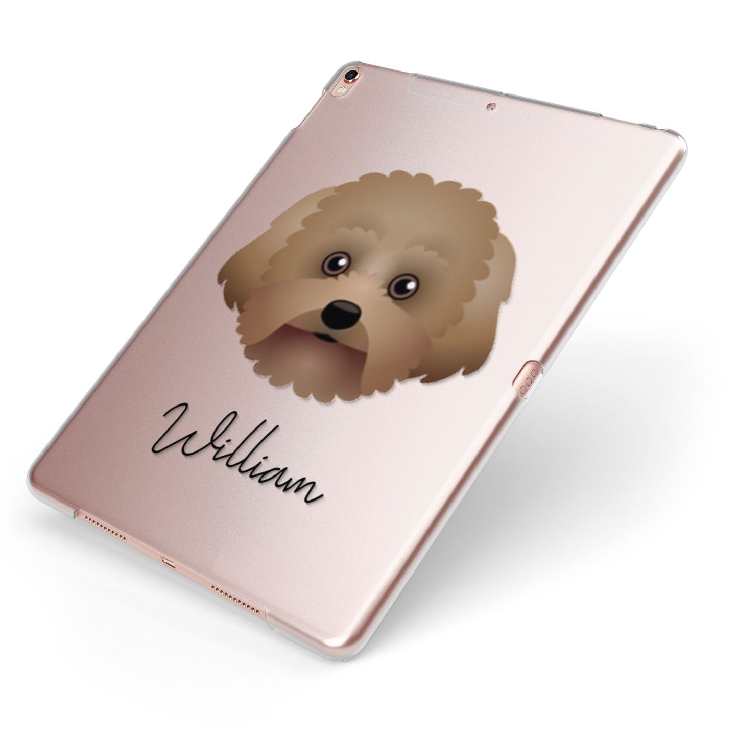 Malti Poo Personalised Apple iPad Case on Rose Gold iPad Side View