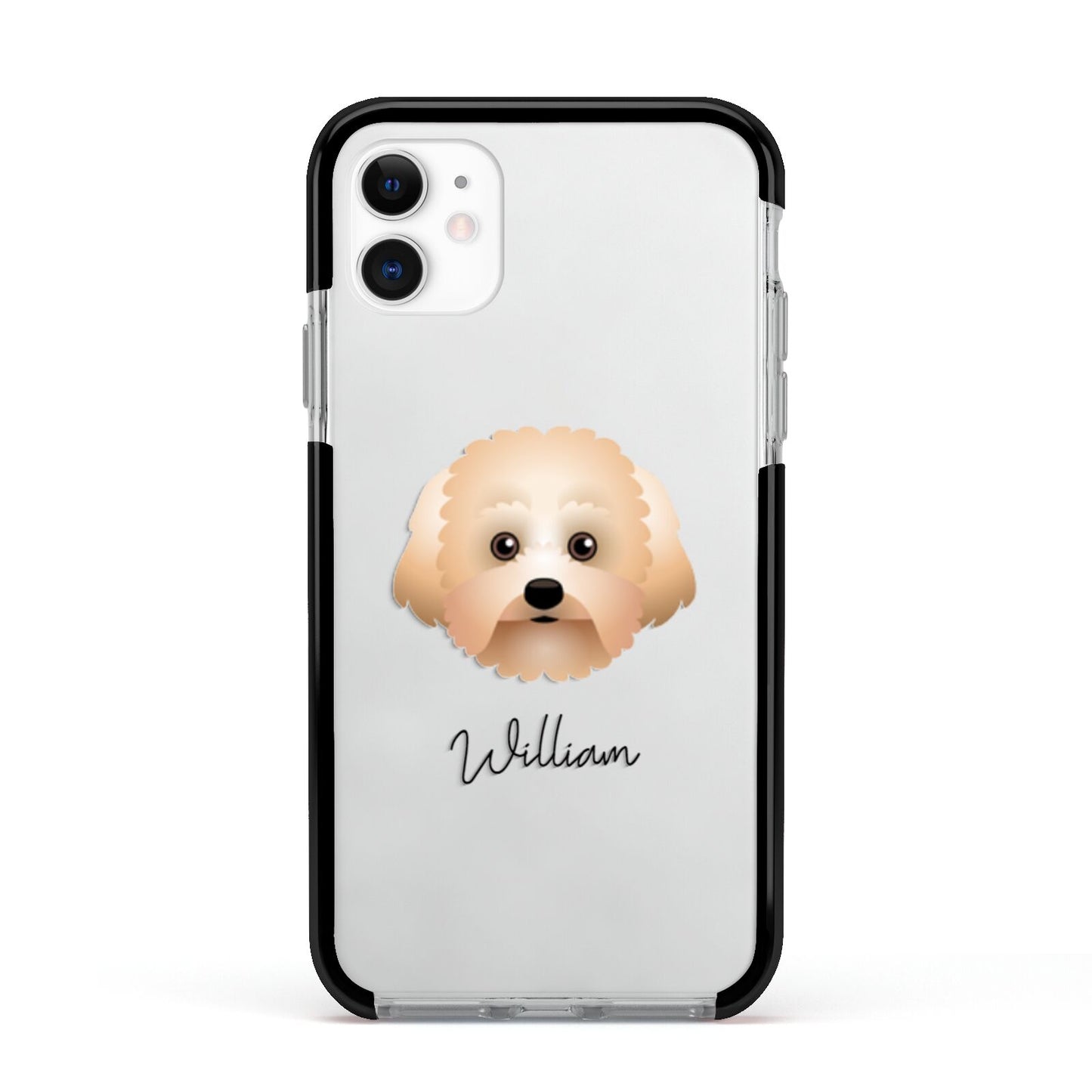 Malti Poo Personalised Apple iPhone 11 in White with Black Impact Case