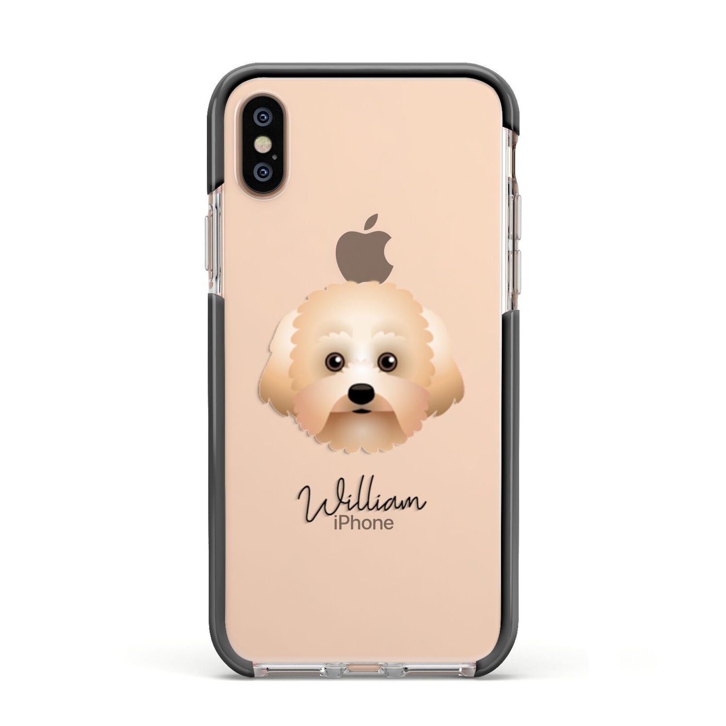 Malti Poo Personalised Apple iPhone Xs Impact Case Black Edge on Gold Phone