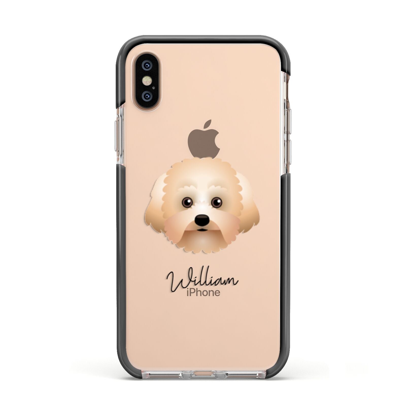 Malti Poo Personalised Apple iPhone Xs Impact Case Black Edge on Gold Phone