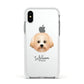 Malti Poo Personalised Apple iPhone Xs Impact Case White Edge on Silver Phone