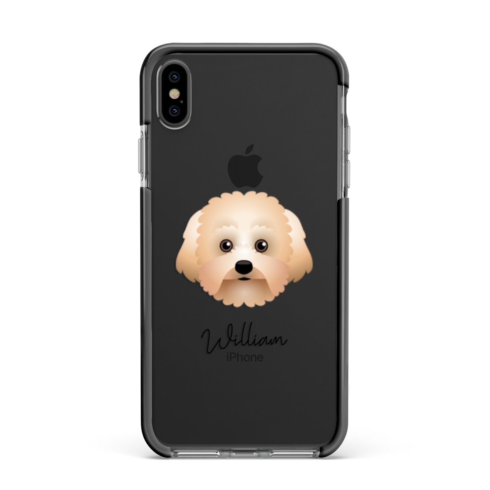 Malti Poo Personalised Apple iPhone Xs Max Impact Case Black Edge on Black Phone