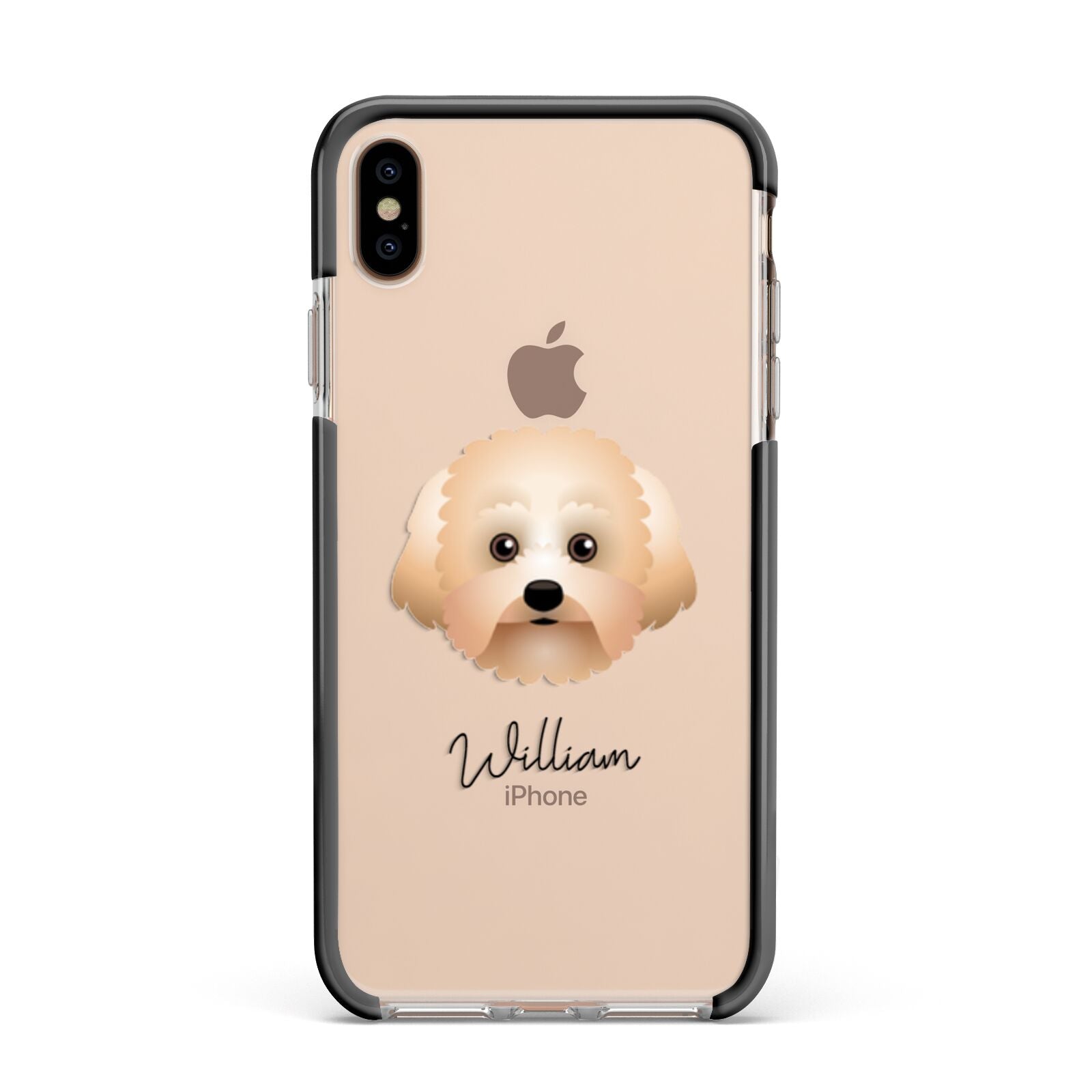 Malti Poo Personalised Apple iPhone Xs Max Impact Case Black Edge on Gold Phone