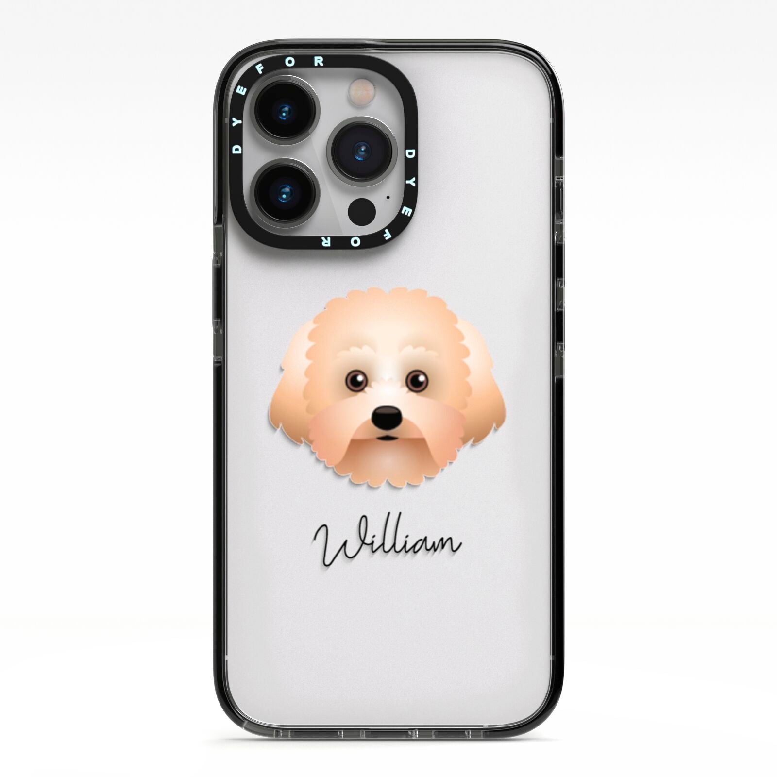 Malti Poo Personalised iPhone 13 Pro Black Impact Case on Silver phone