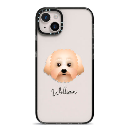 Malti Poo Personalised iPhone 14 Plus Black Impact Case on Silver phone