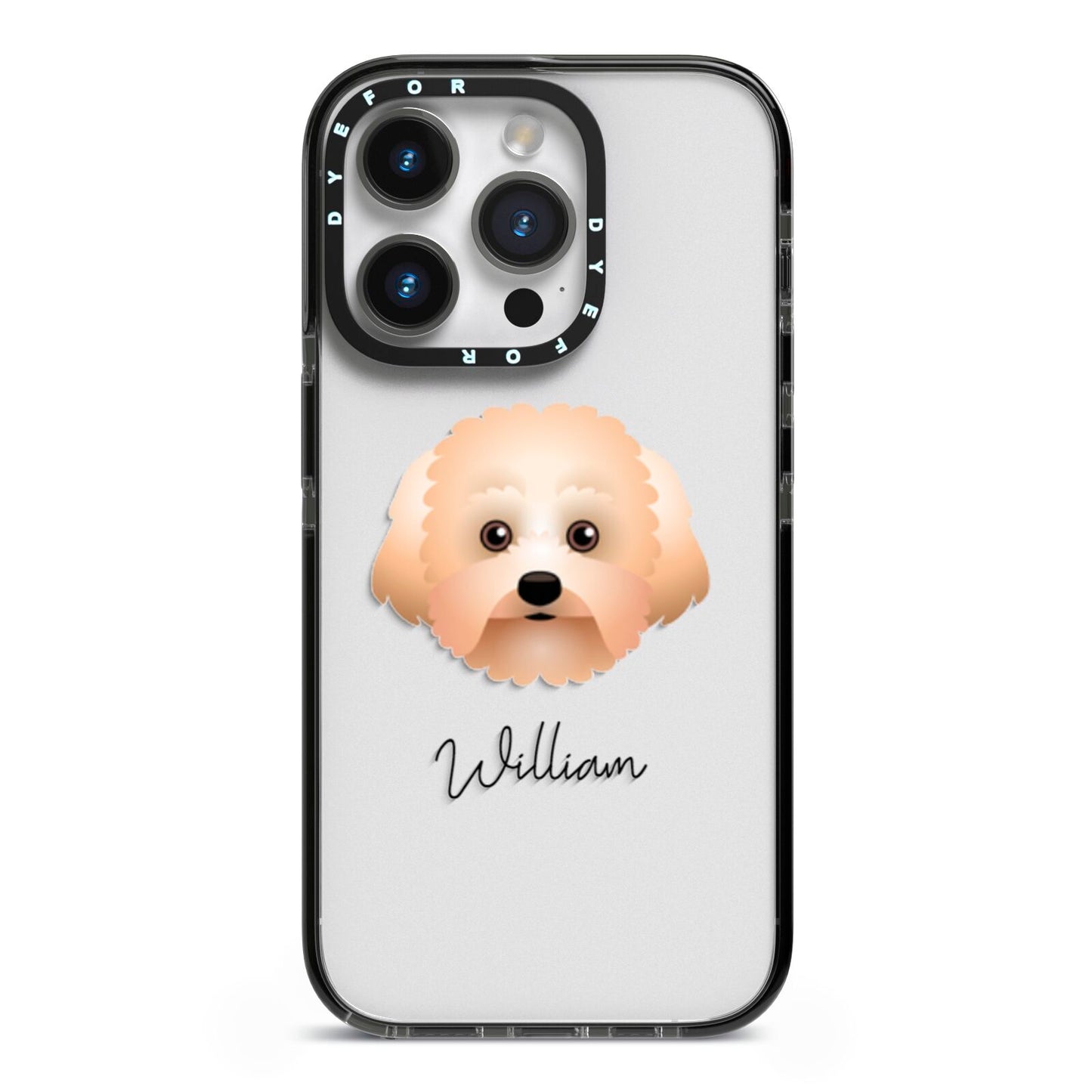 Malti Poo Personalised iPhone 14 Pro Black Impact Case on Silver phone