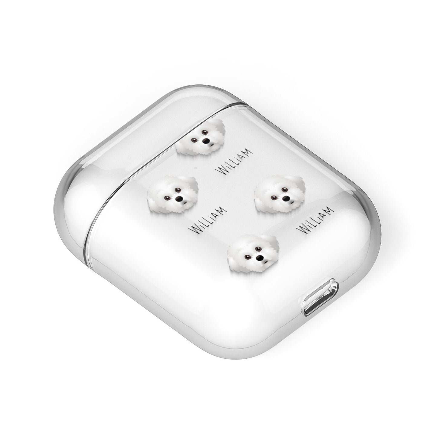 Maltichon Icon with Name AirPods Case Laid Flat