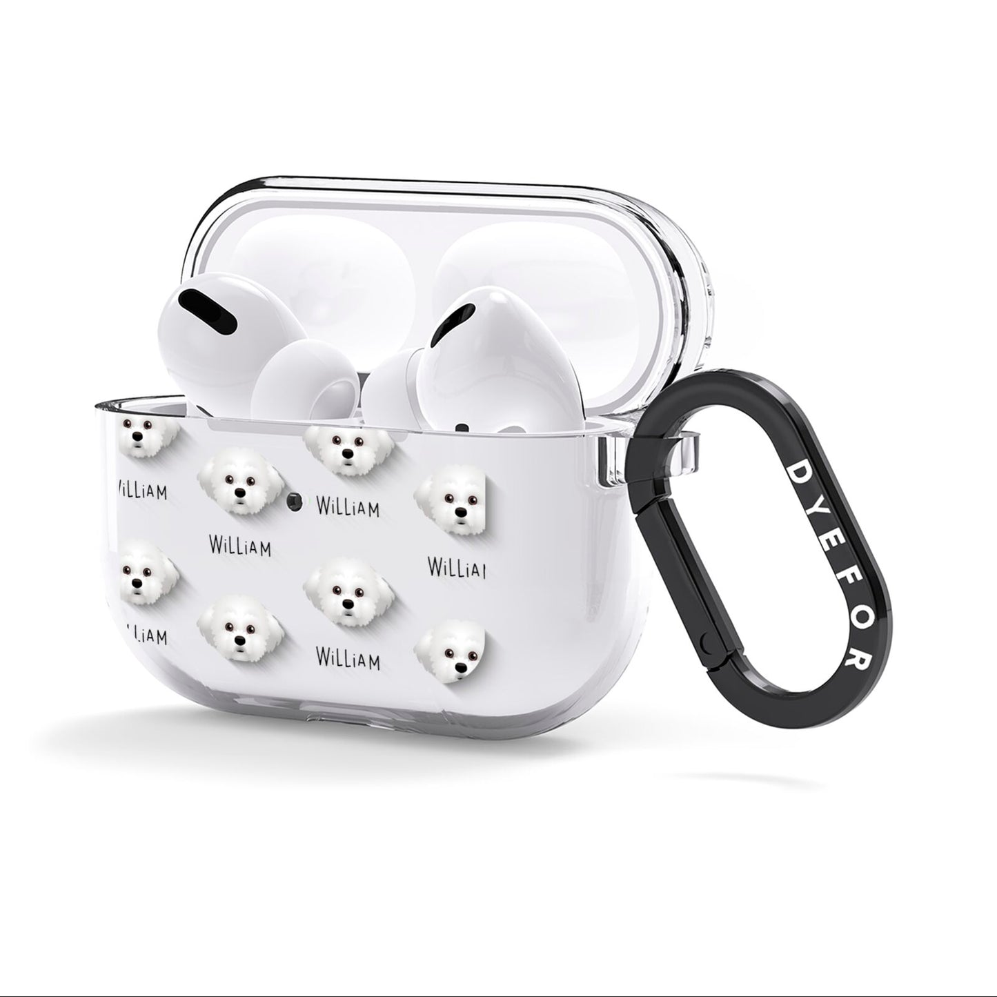 Maltichon Icon with Name AirPods Clear Case 3rd Gen Side Image