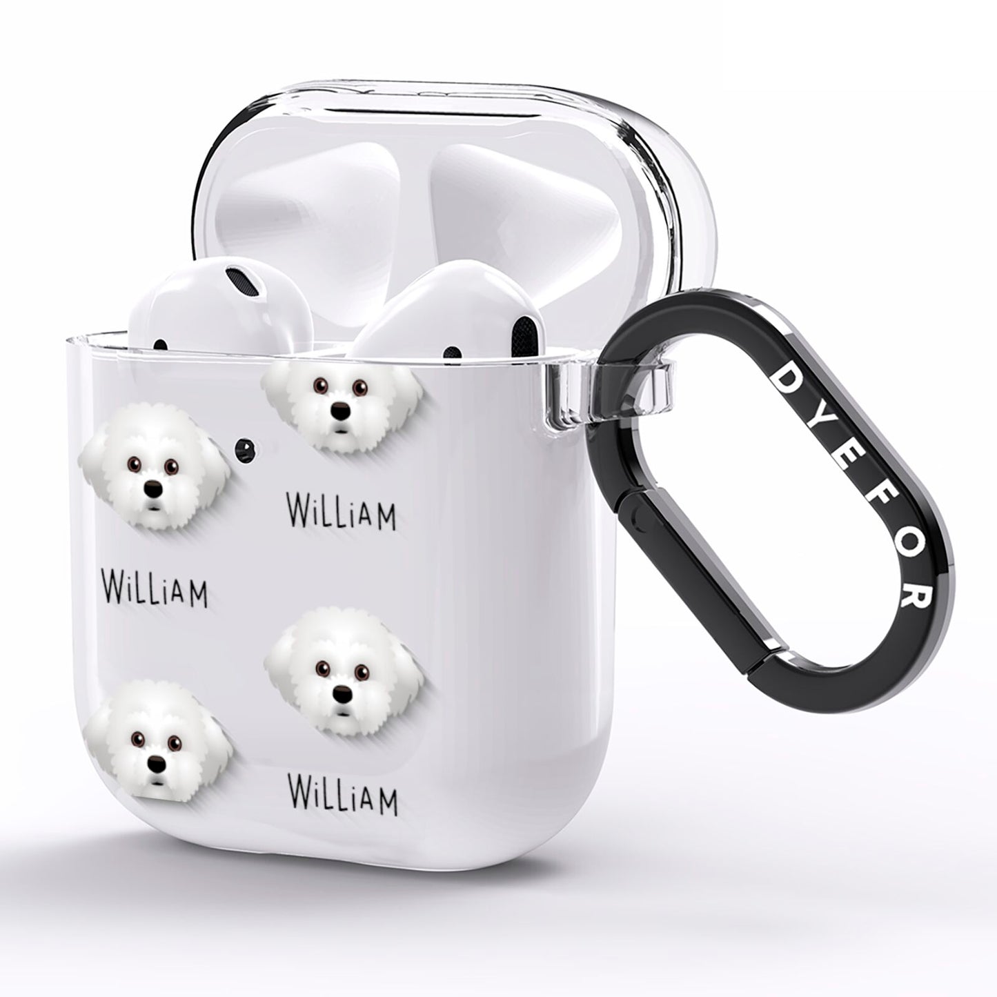 Maltichon Icon with Name AirPods Clear Case Side Image