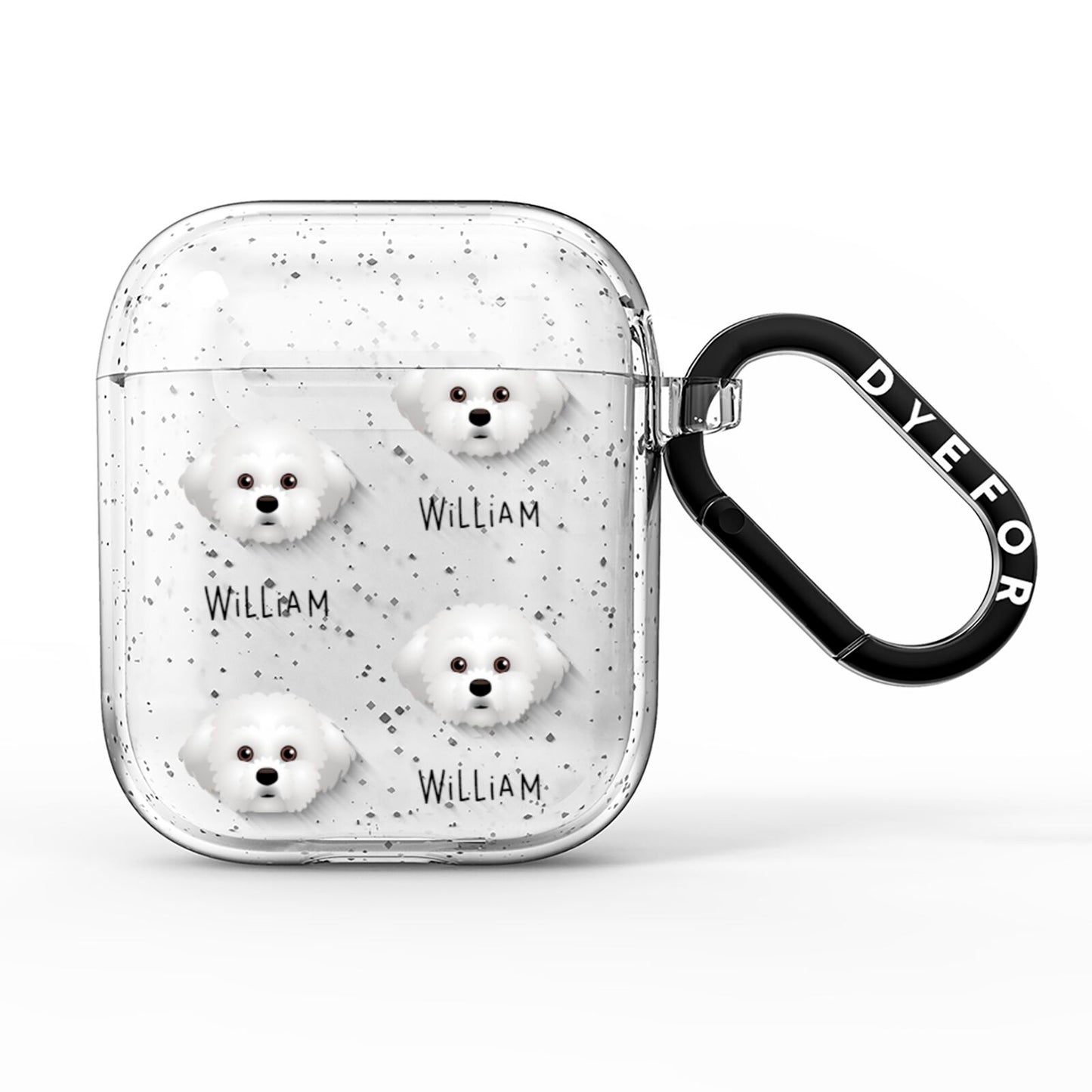 Maltichon Icon with Name AirPods Glitter Case