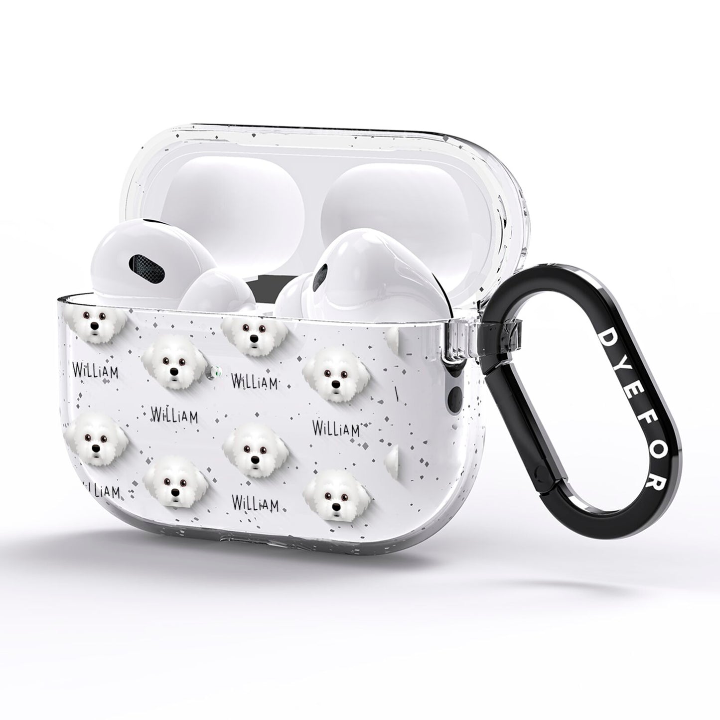 Maltichon Icon with Name AirPods Pro Glitter Case Side Image