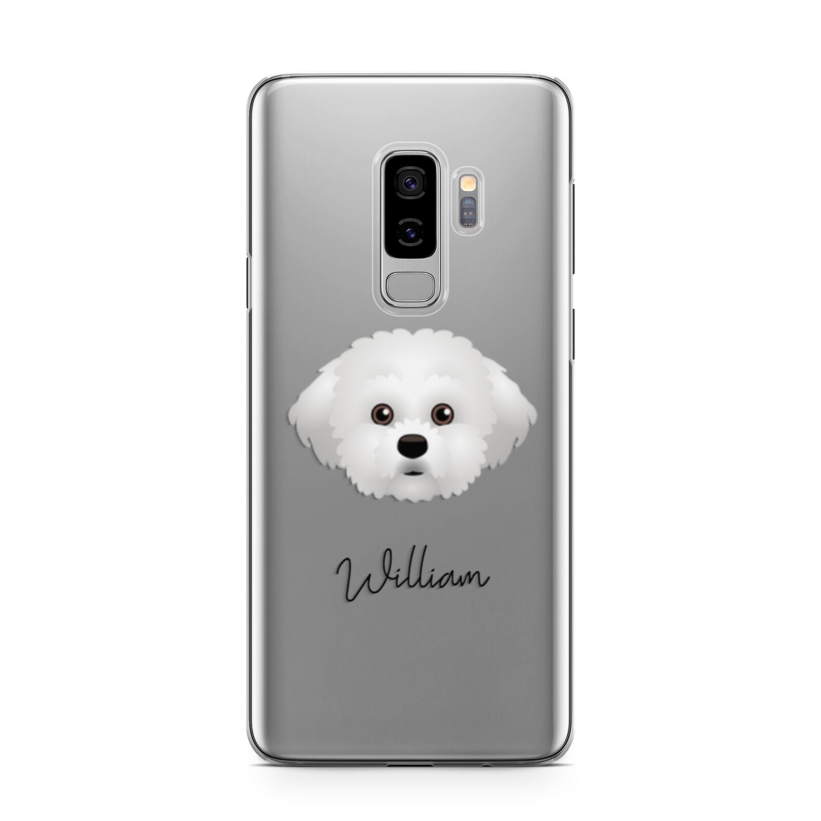 Maltichon Personalised Samsung Galaxy S9 Plus Case on Silver phone