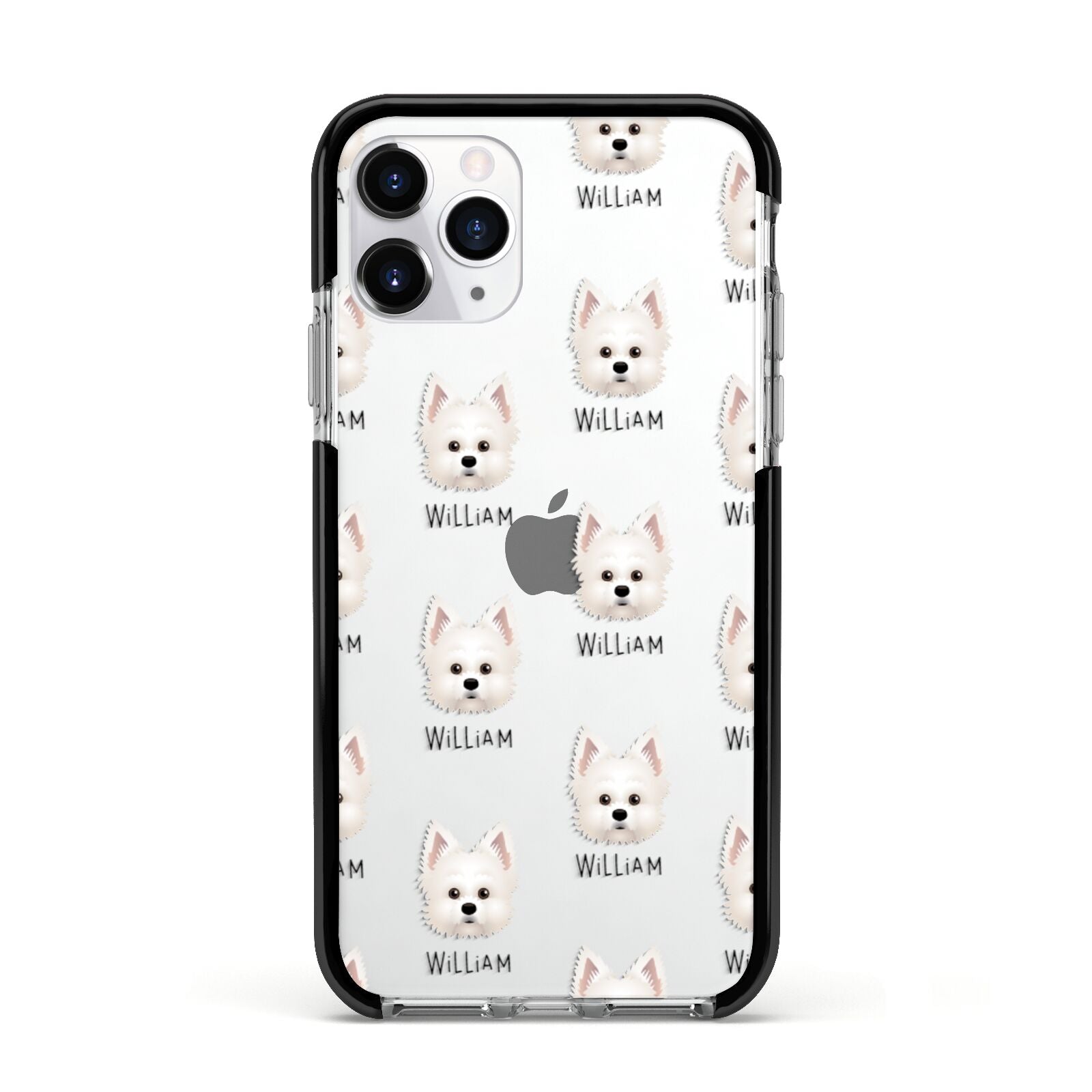 Maltipom Icon with Name Apple iPhone 11 Pro in Silver with Black Impact Case
