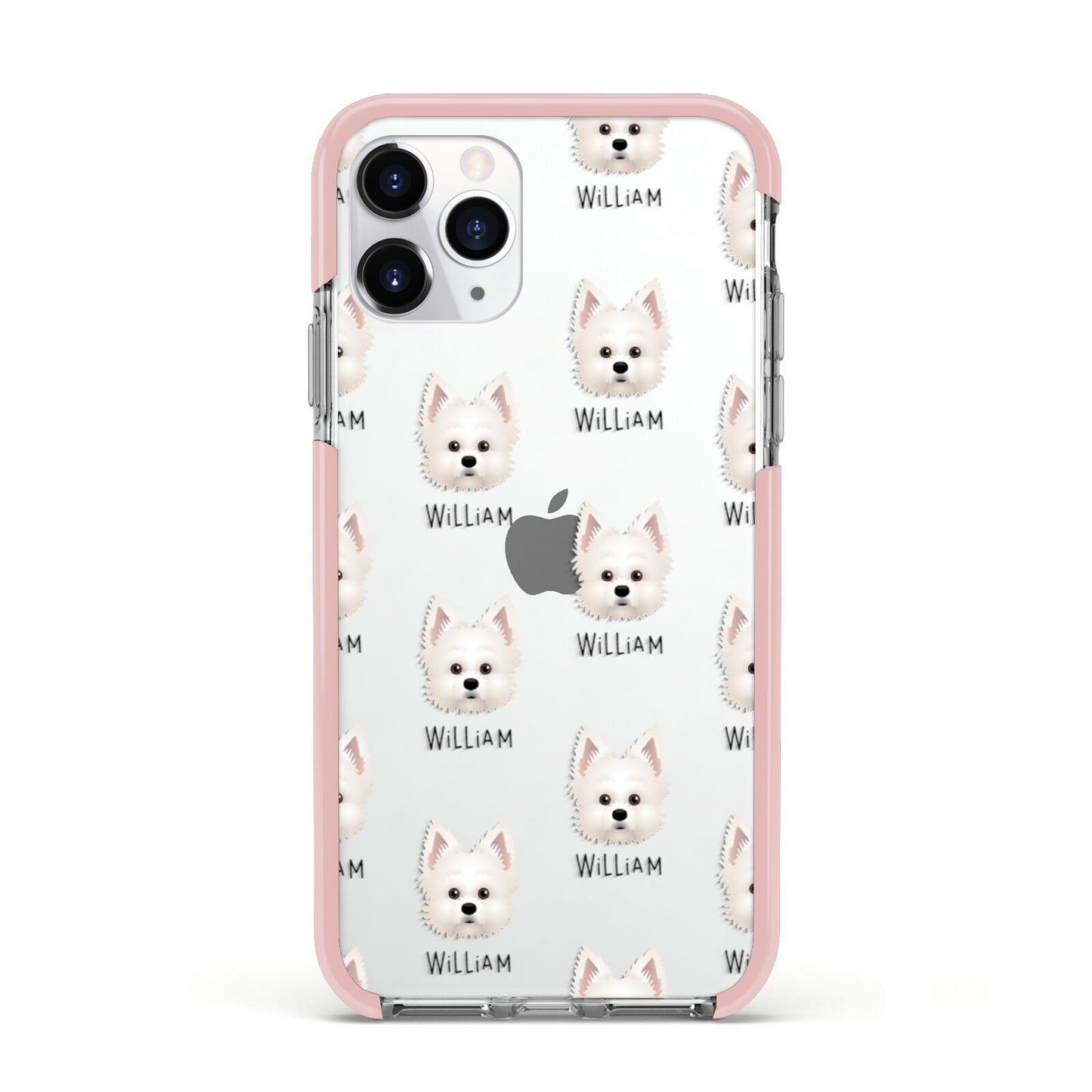 Maltipom Icon with Name Apple iPhone 11 Pro in Silver with Pink Impact Case