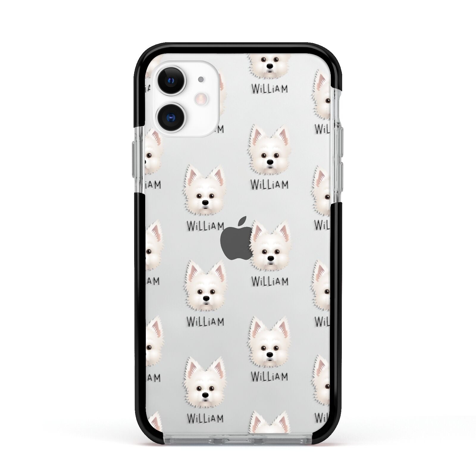Maltipom Icon with Name Apple iPhone 11 in White with Black Impact Case