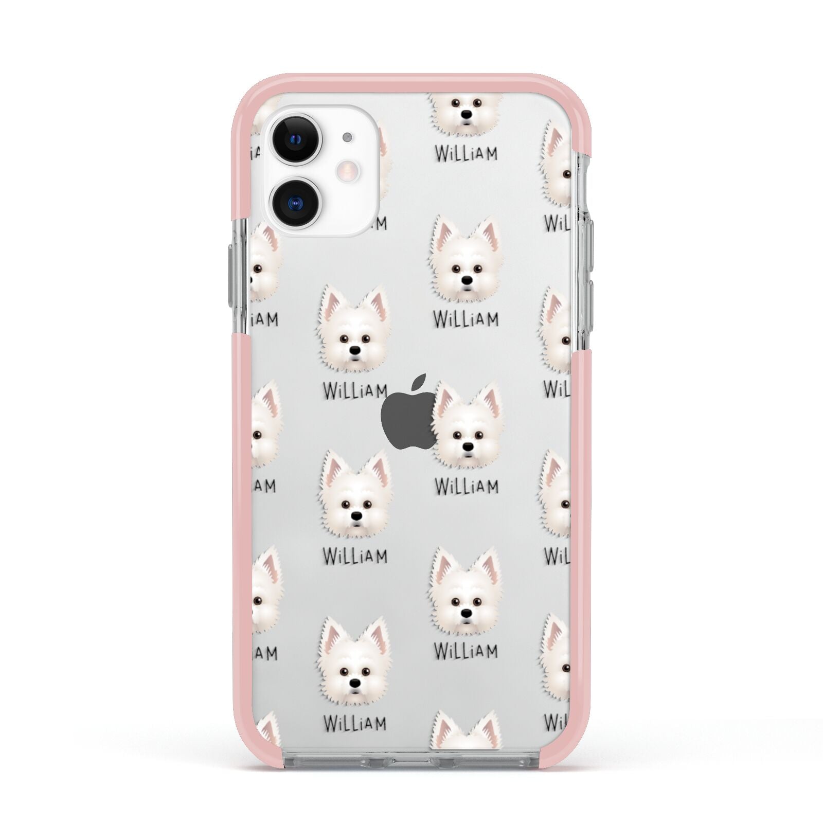 Maltipom Icon with Name Apple iPhone 11 in White with Pink Impact Case