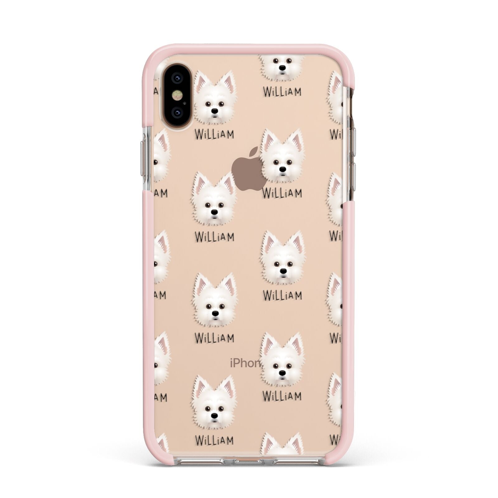Maltipom Icon with Name Apple iPhone Xs Max Impact Case Pink Edge on Gold Phone