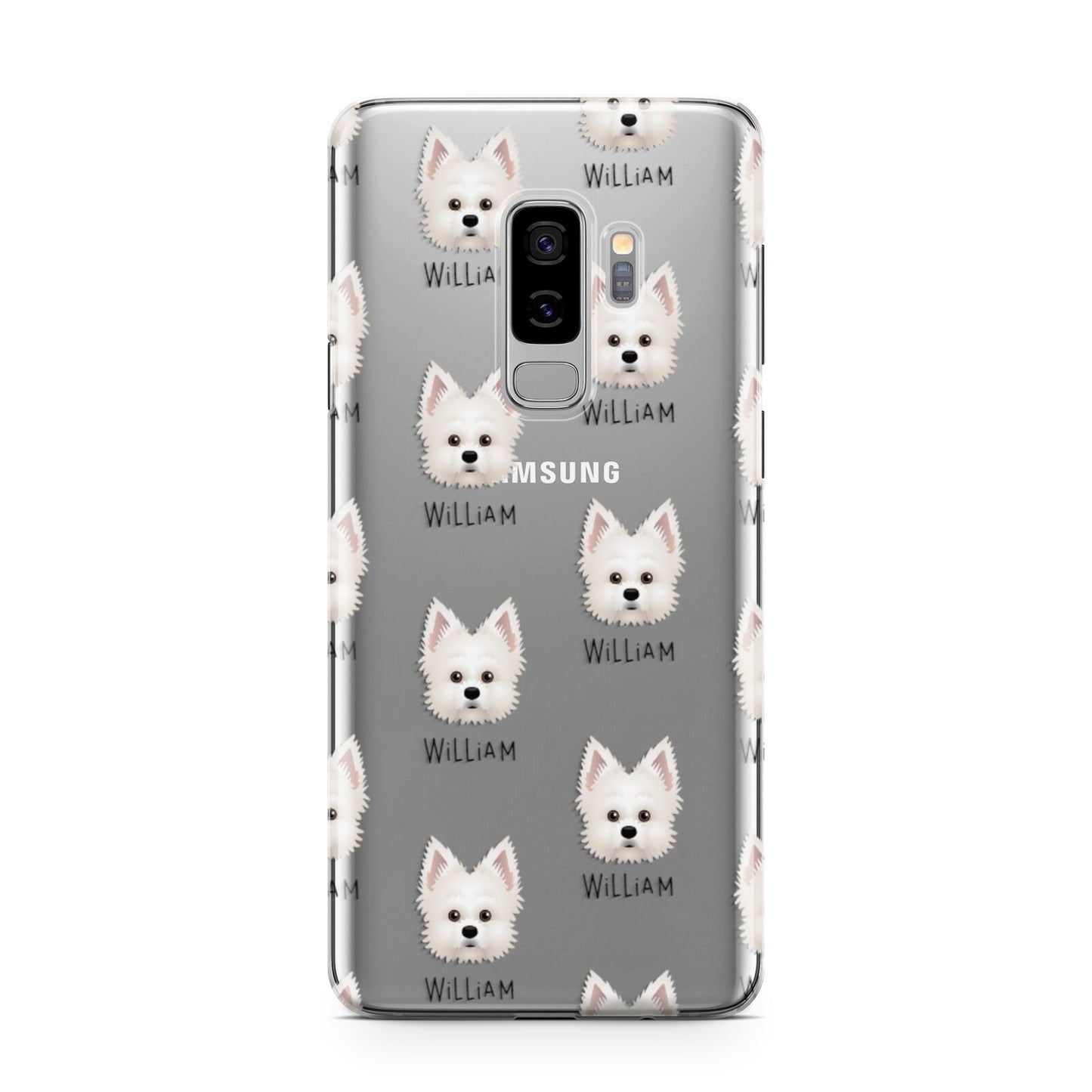Maltipom Icon with Name Samsung Galaxy S9 Plus Case on Silver phone