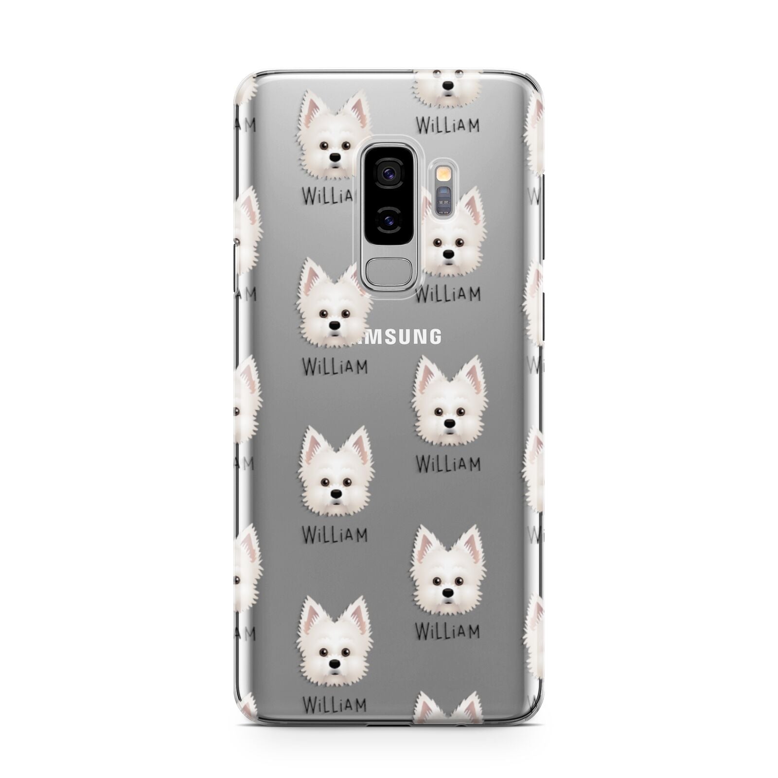 Maltipom Icon with Name Samsung Galaxy S9 Plus Case on Silver phone
