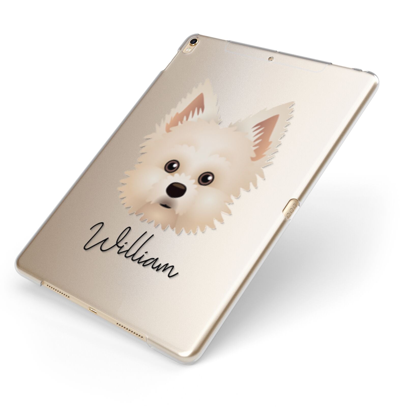 Maltipom Personalised Apple iPad Case on Gold iPad Side View