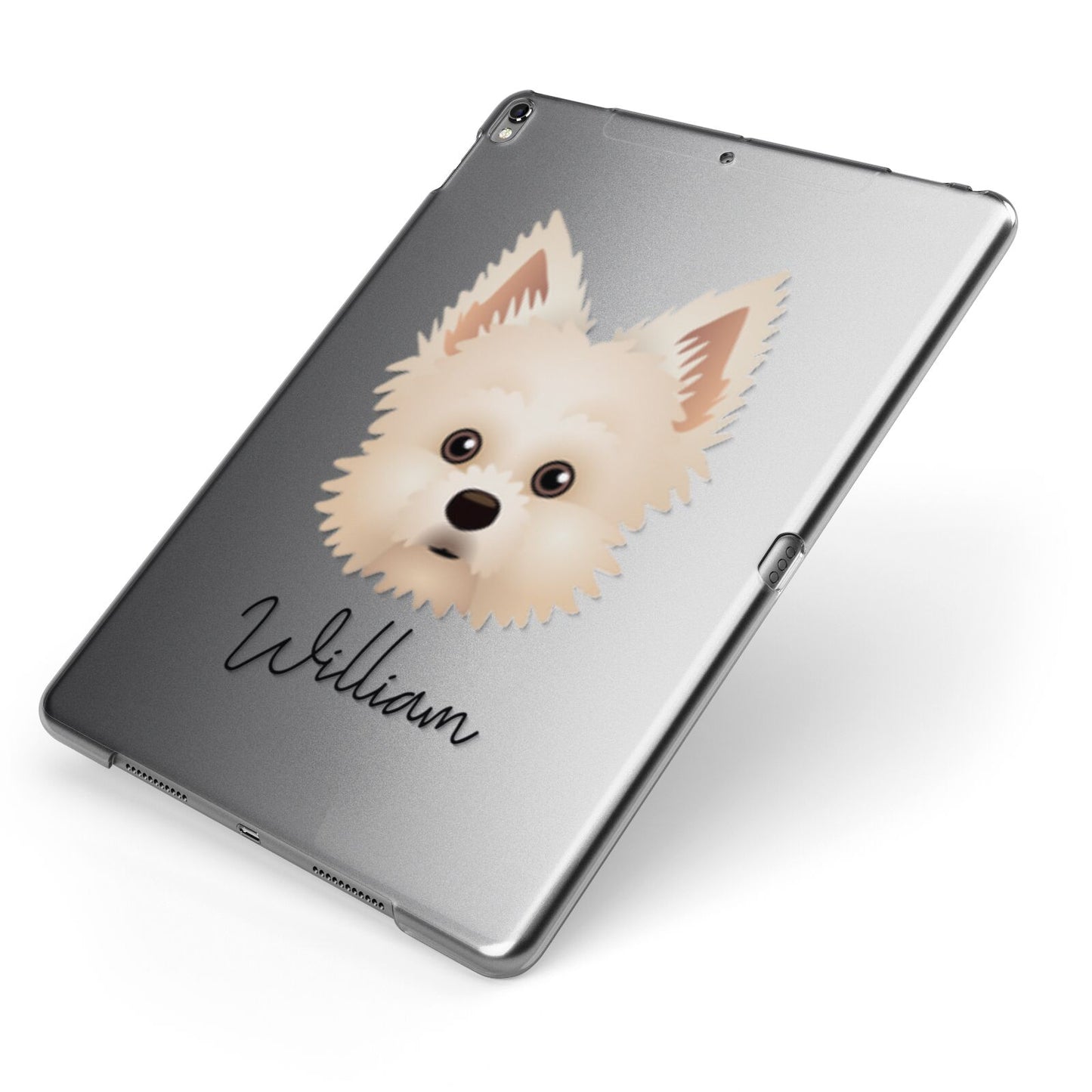 Maltipom Personalised Apple iPad Case on Grey iPad Side View