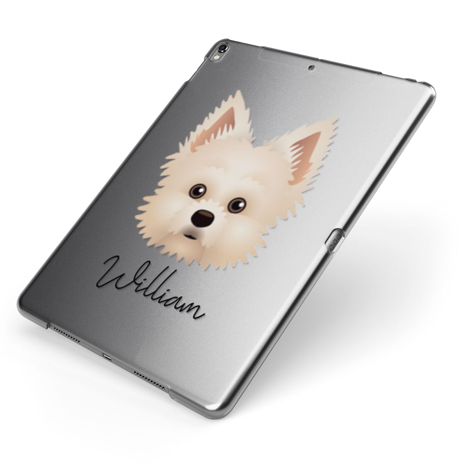 Maltipom Personalised Apple iPad Case on Grey iPad Side View
