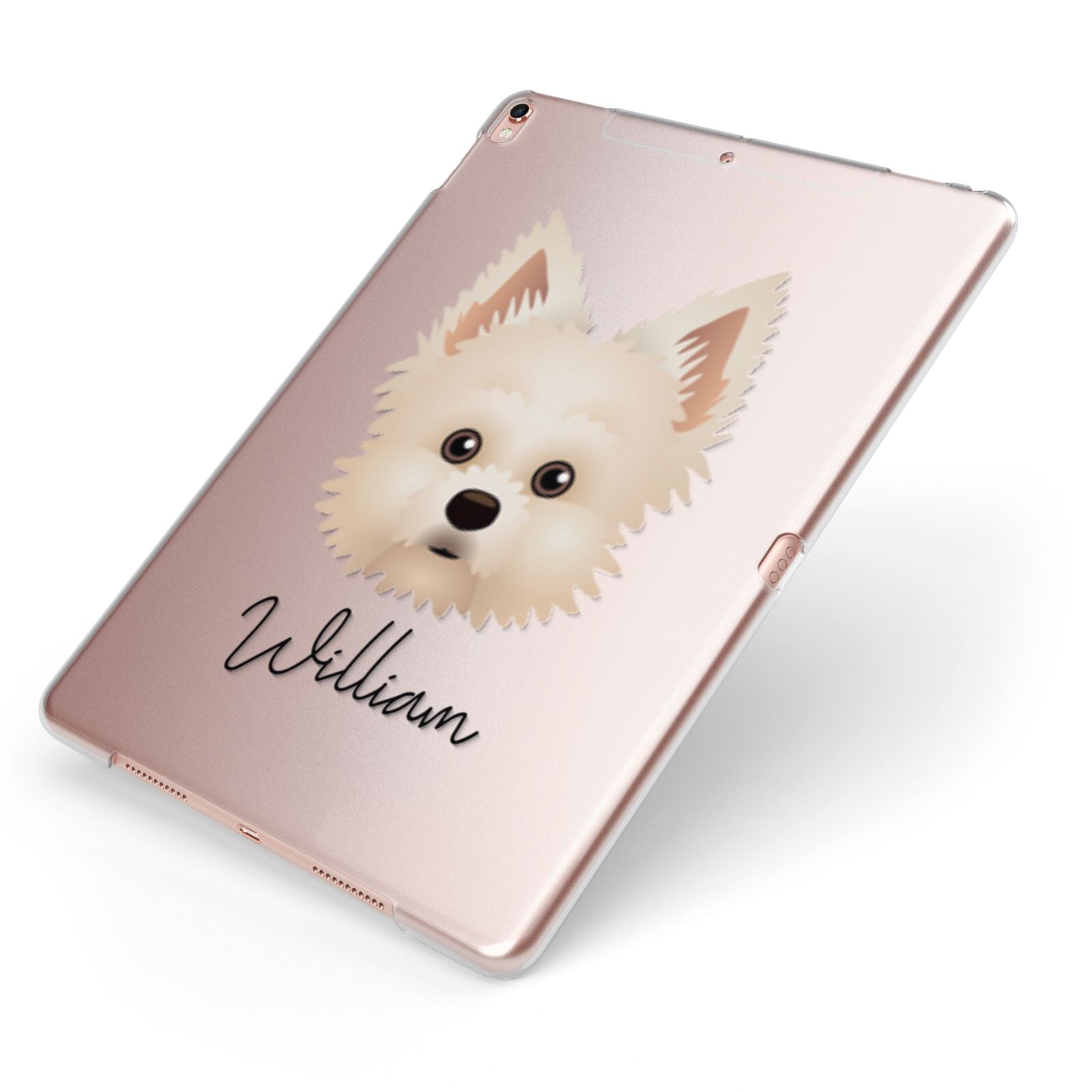 Maltipom Personalised Apple iPad Case on Rose Gold iPad Side View