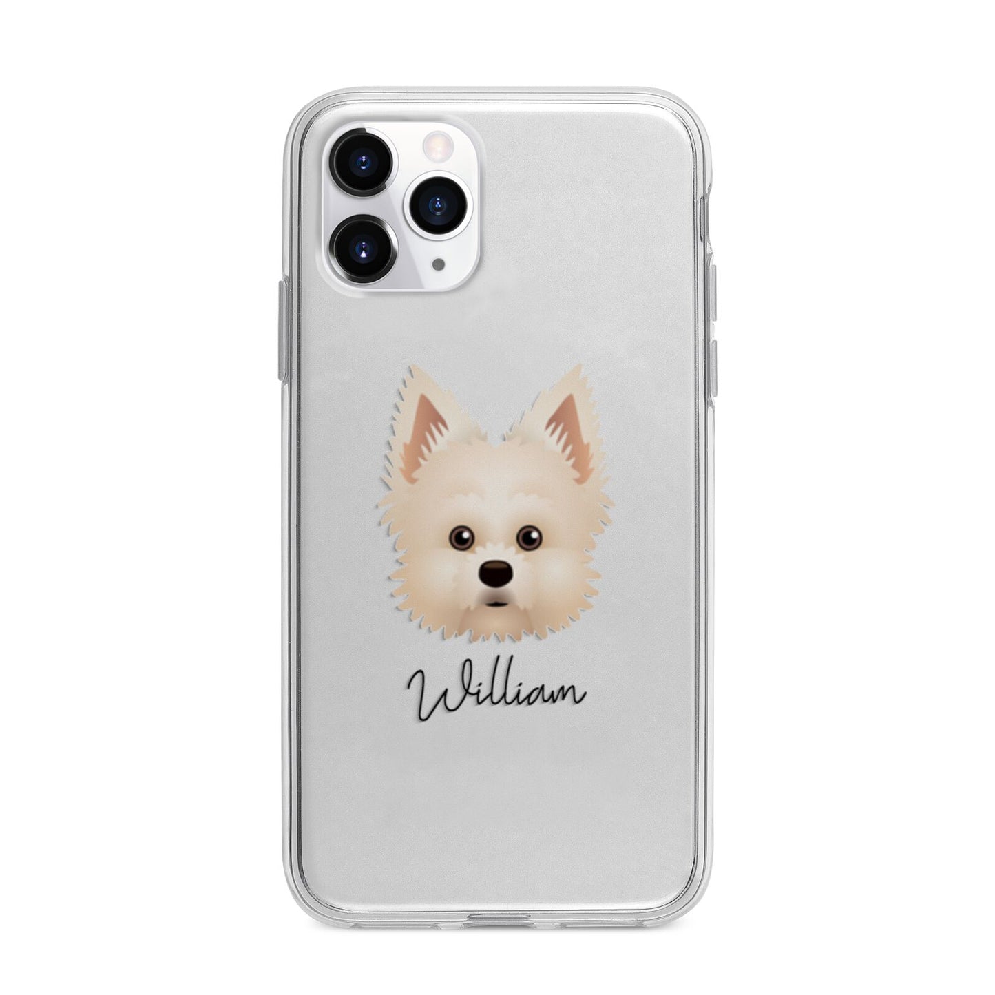 Maltipom Personalised Apple iPhone 11 Pro in Silver with Bumper Case
