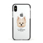 Maltipom Personalised Apple iPhone Xs Impact Case Black Edge on Silver Phone