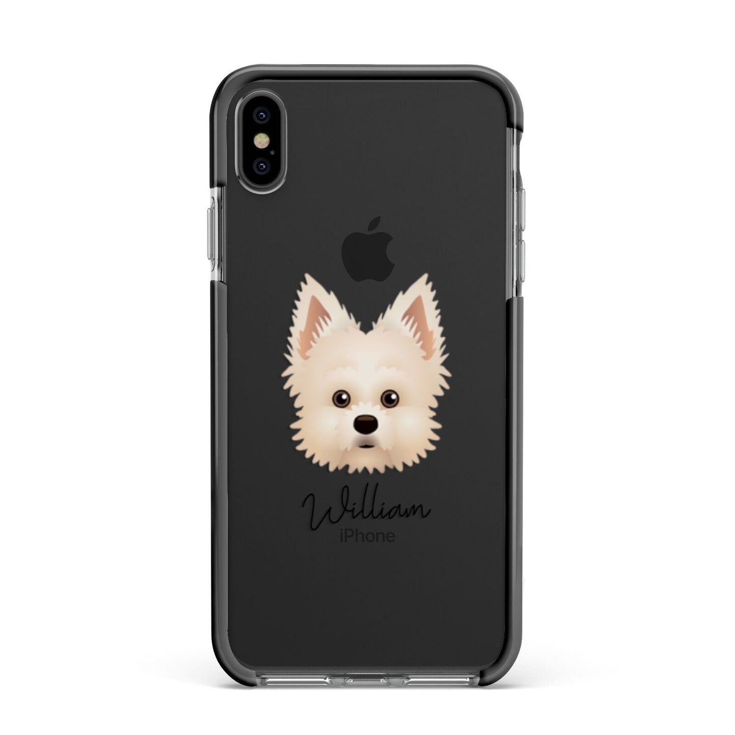 Maltipom Personalised Apple iPhone Xs Max Impact Case Black Edge on Black Phone