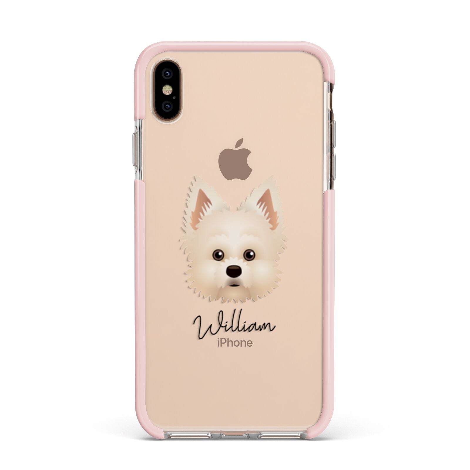 Maltipom Personalised Apple iPhone Xs Max Impact Case Pink Edge on Gold Phone