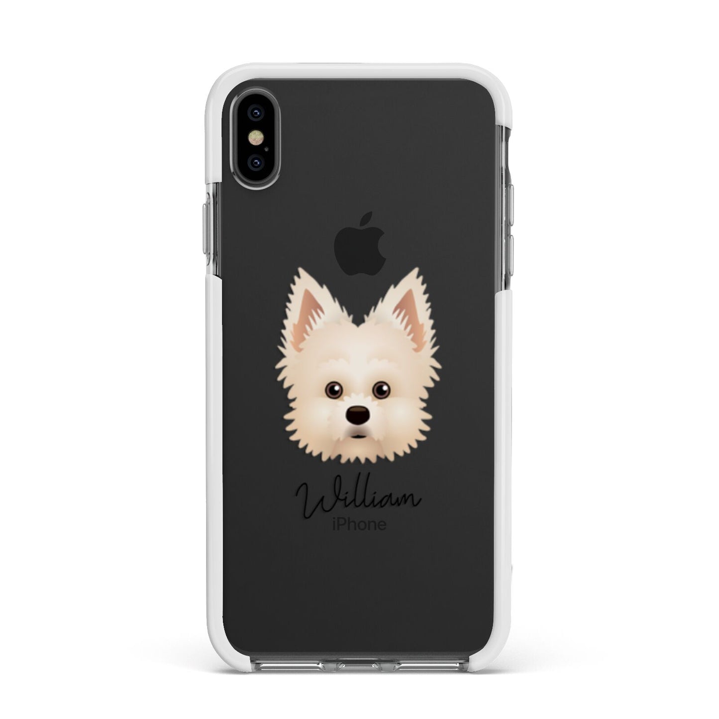 Maltipom Personalised Apple iPhone Xs Max Impact Case White Edge on Black Phone