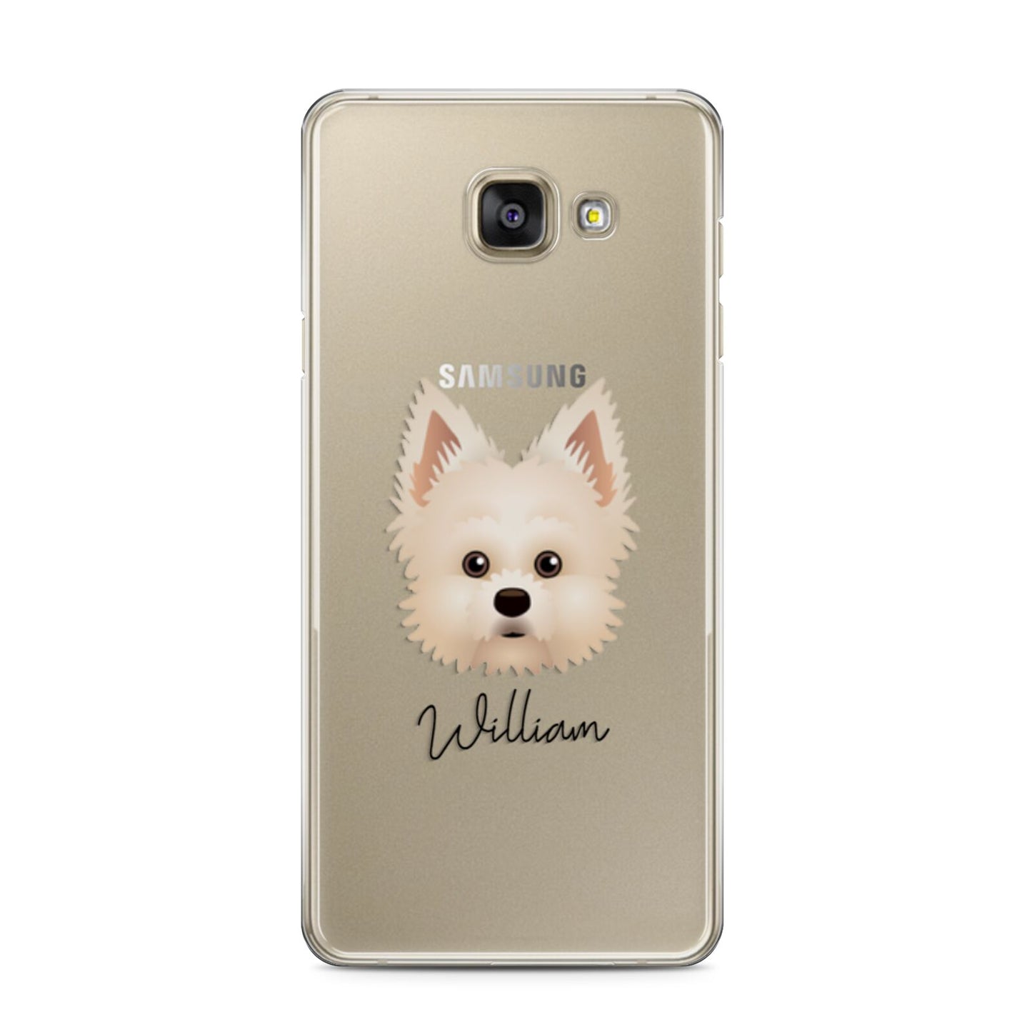 Maltipom Personalised Samsung Galaxy A3 2016 Case on gold phone