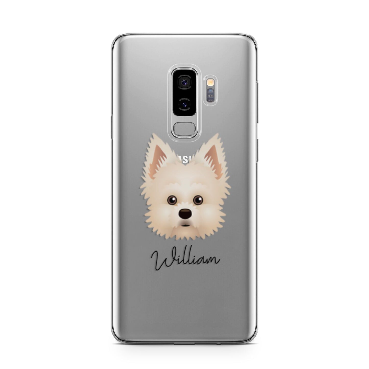 Maltipom Personalised Samsung Galaxy S9 Plus Case on Silver phone