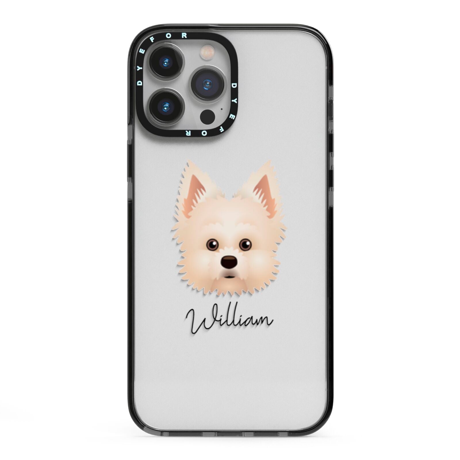 Maltipom Personalised iPhone 13 Pro Max Black Impact Case on Silver phone