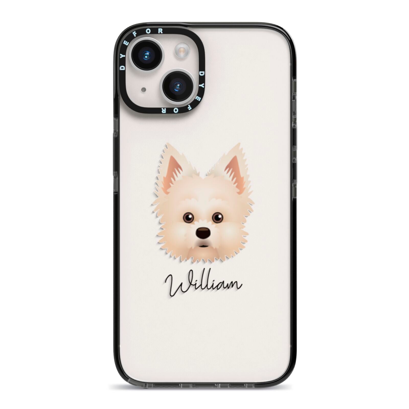 Maltipom Personalised iPhone 14 Black Impact Case on Silver phone
