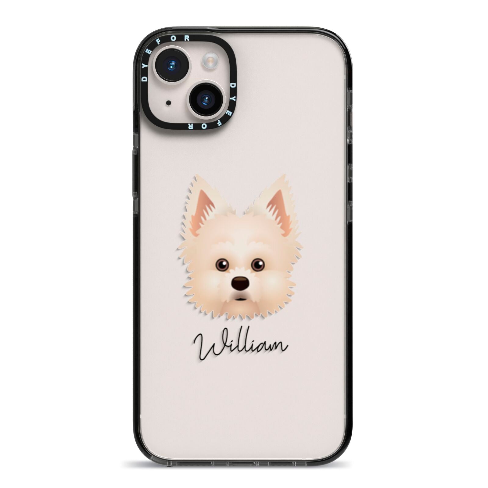 Maltipom Personalised iPhone 14 Plus Black Impact Case on Silver phone