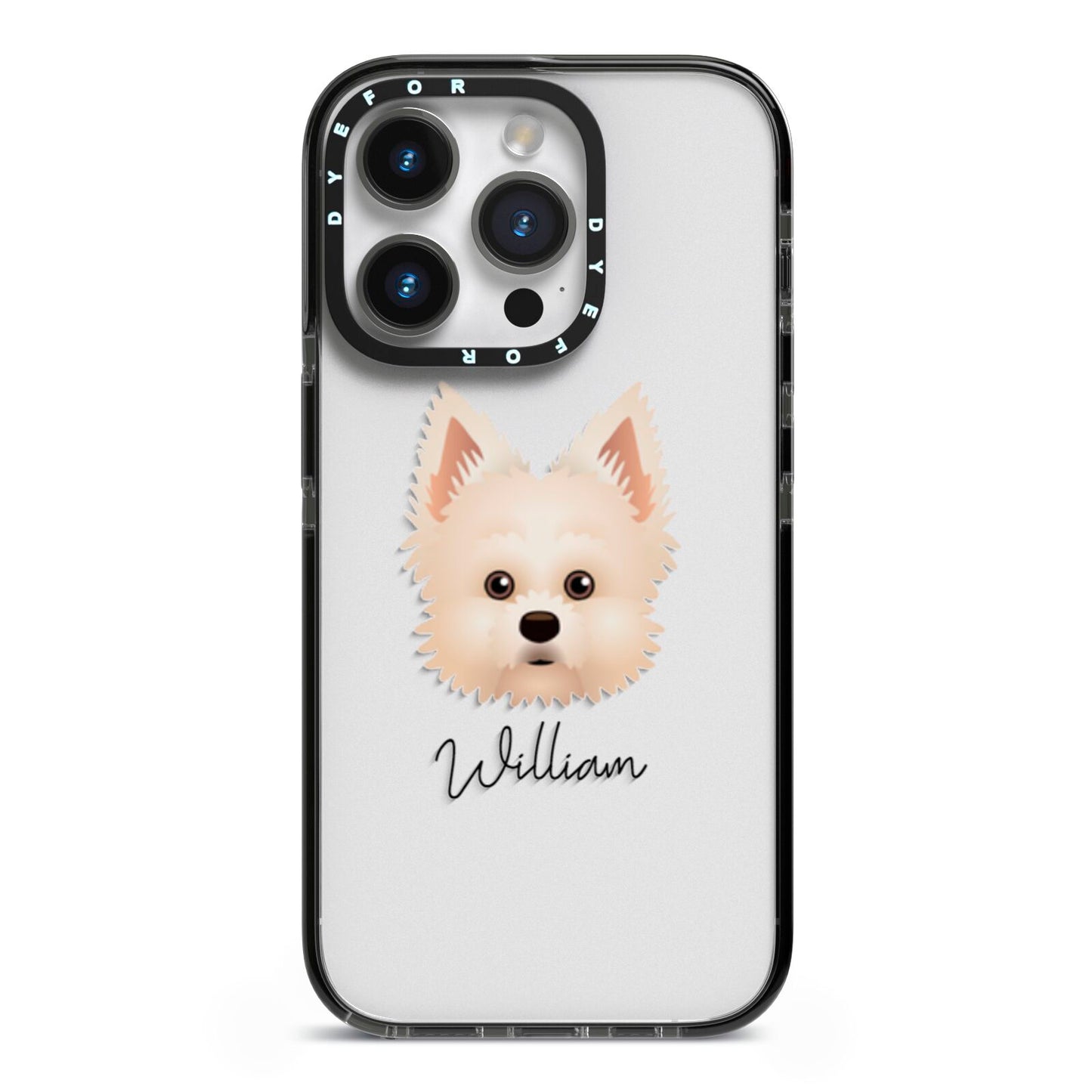Maltipom Personalised iPhone 14 Pro Black Impact Case on Silver phone