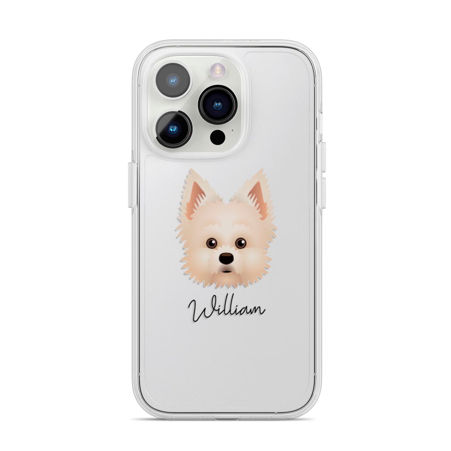 Maltipom Personalised iPhone 14 Pro Clear Tough Case Silver