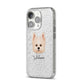 Maltipom Personalised iPhone 14 Pro Glitter Tough Case Silver Angled Image