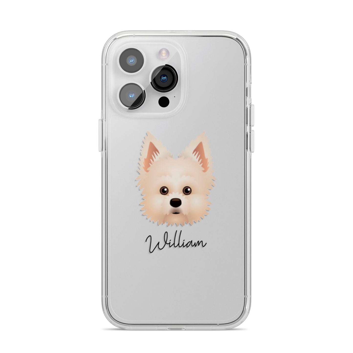 Maltipom Personalised iPhone 14 Pro Max Clear Tough Case Silver