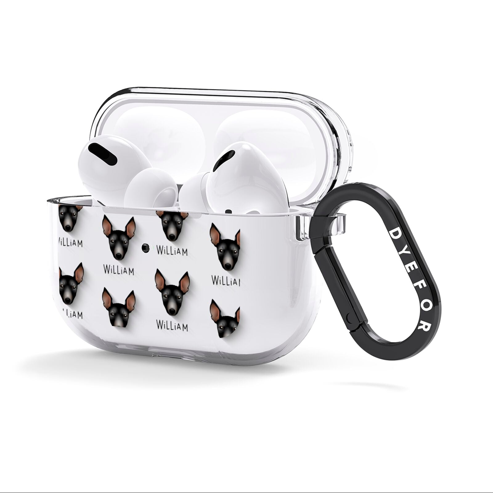 Manchester Terrier Icon with Name AirPods Clear Case 3rd Gen Side Image