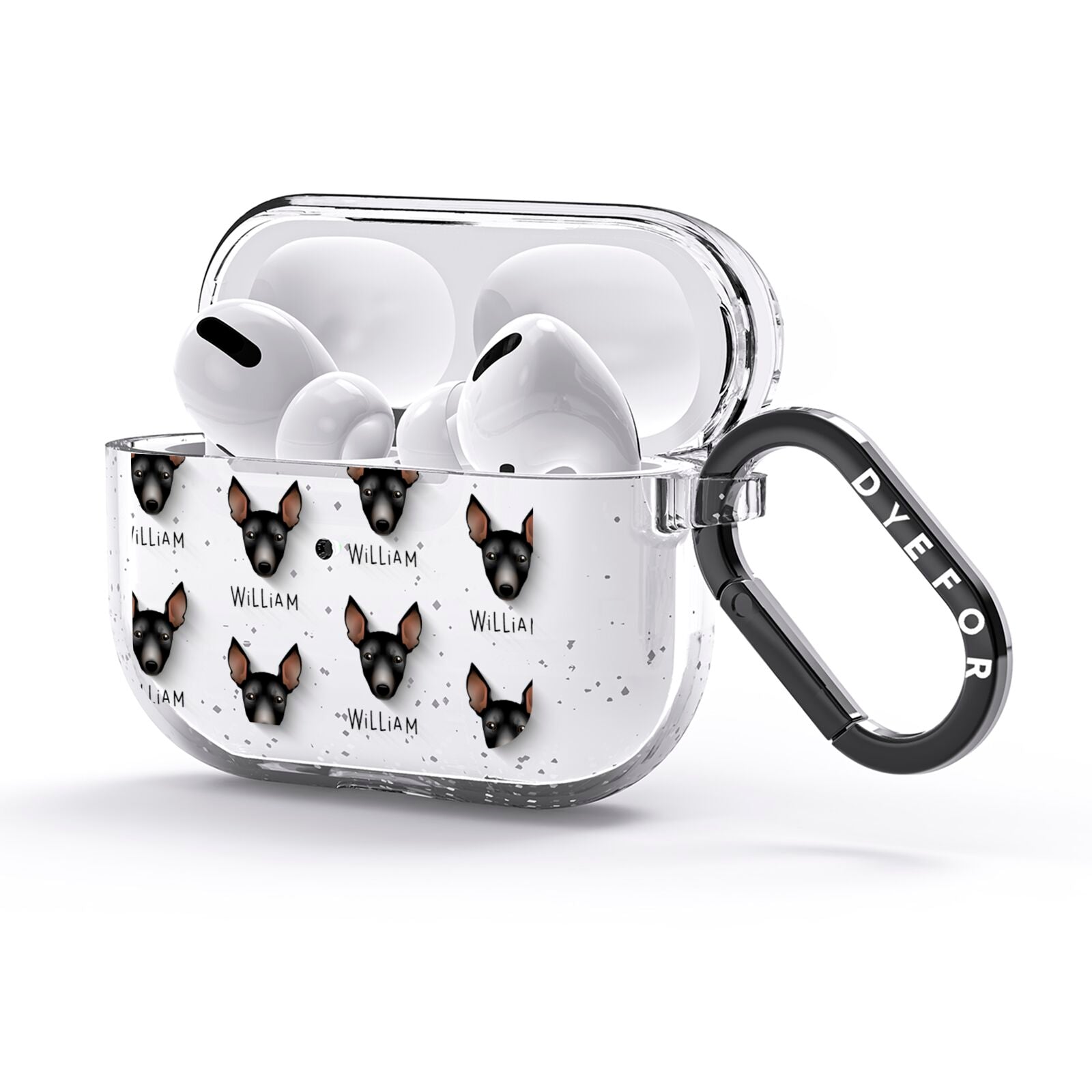 Manchester Terrier Icon with Name AirPods Glitter Case 3rd Gen Side Image